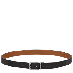 Le Foulonné Men's belt , Black/Caramel - Leather