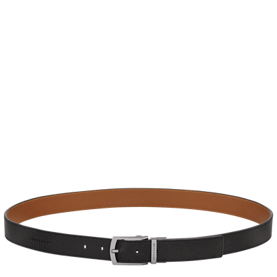 Le Foulonné Men's belt, Black/Caramel