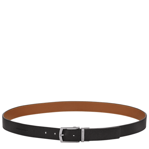 Le Foulonné Men's belt , Black/Caramel - Leather - View 1 of  4