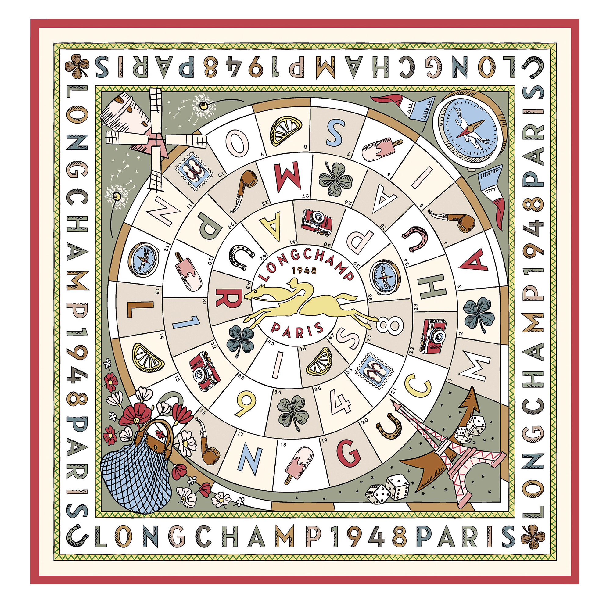 Le Jeu de Cheval Silk scarf 90, Almond Green