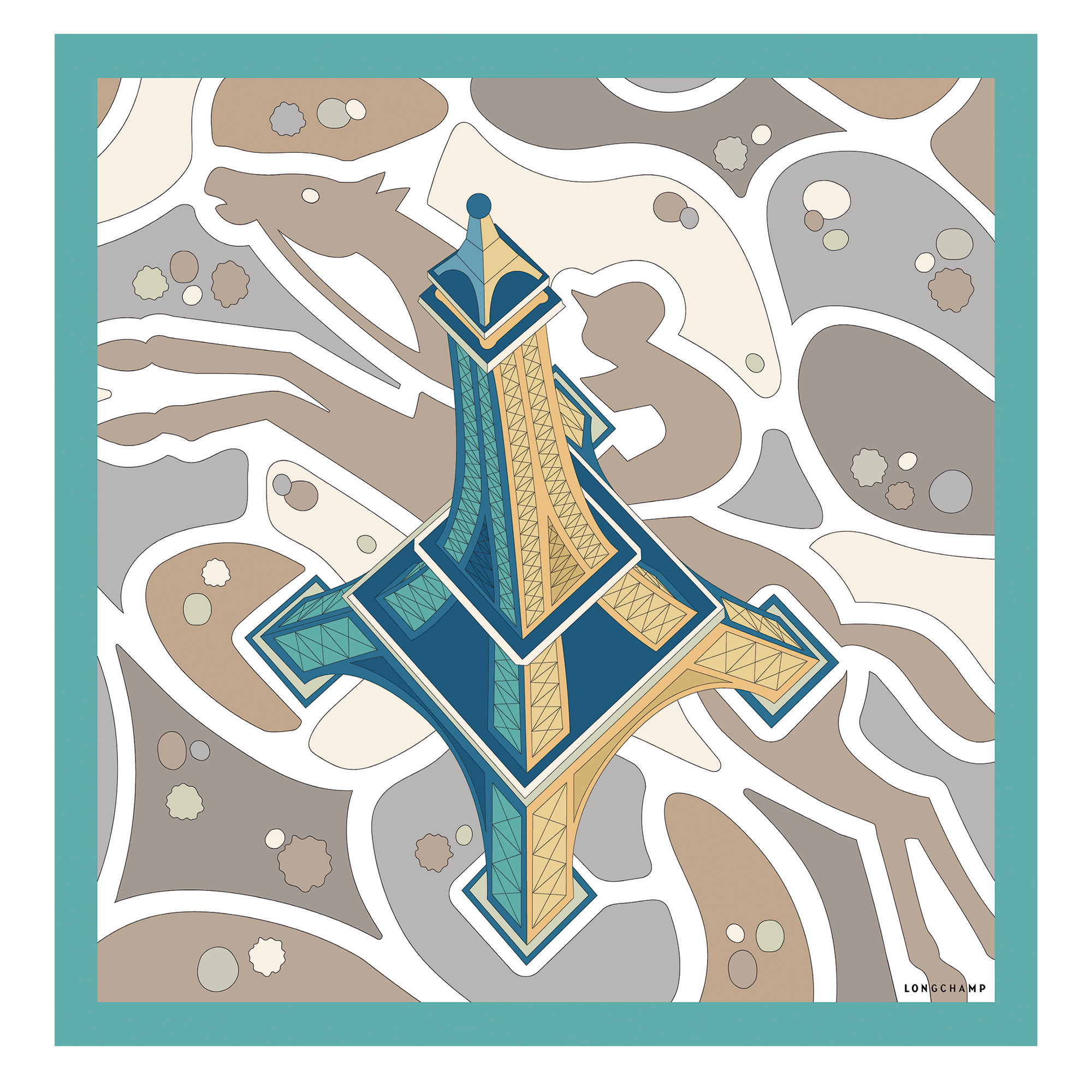 이퀘스트리안 타워 실크 스카프 70, 민트