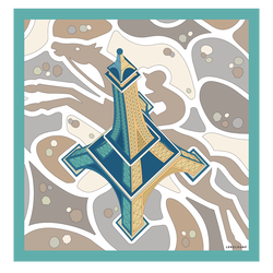 Equestrian Tower Silk scarf 70 , Mint - Silk