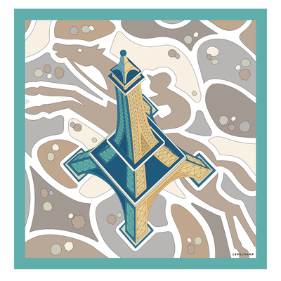 Foulard di seta 70 Torre equestre , Seta - Menta