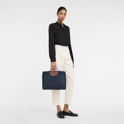 Le Pliage Original S Briefcase , Navy - Recycled canvas - View 2 of  5