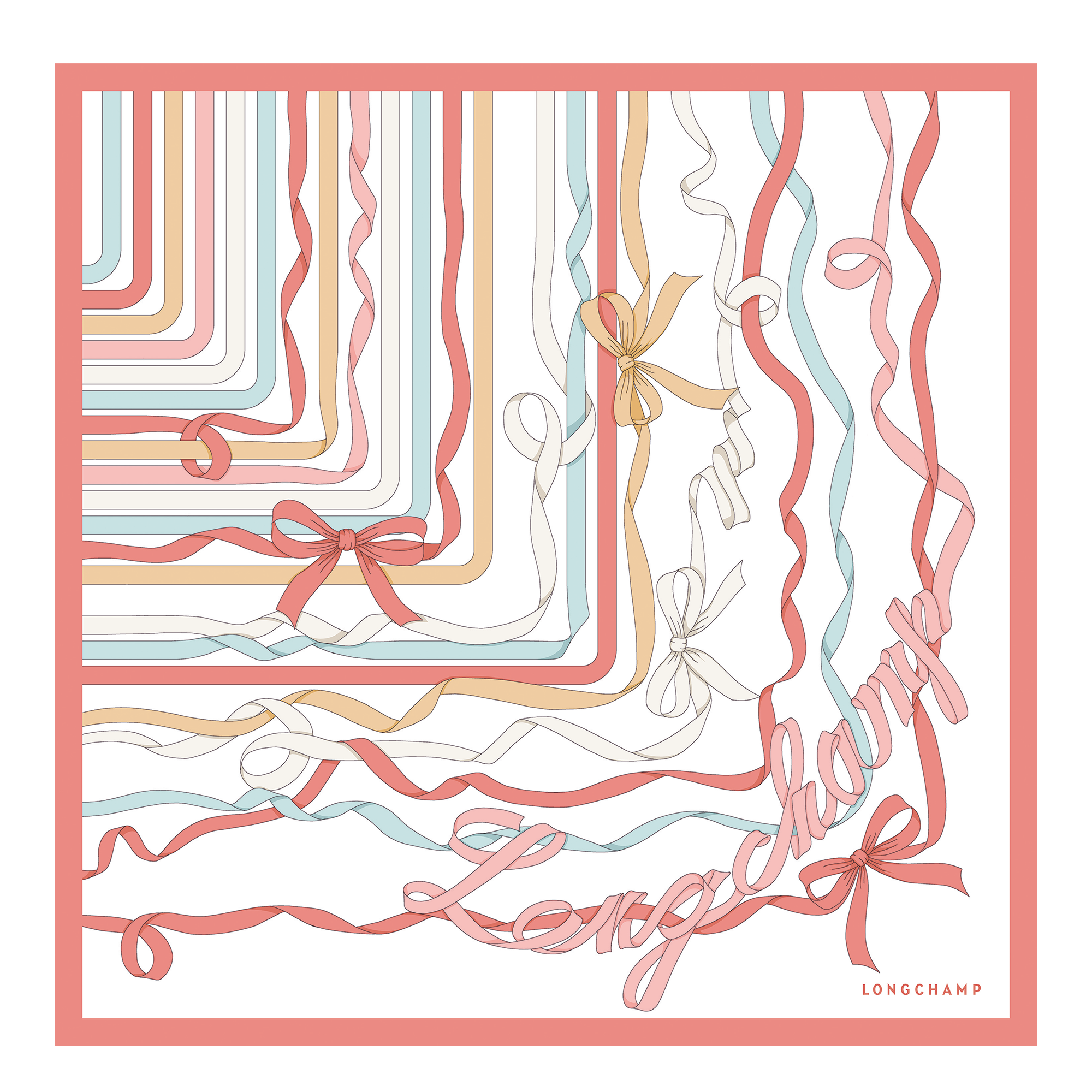 Rubans Longchamp Foulard di seta 50,  Crema