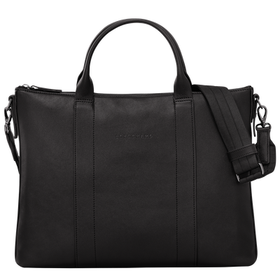 Longchamp 3D Briefcase Black - Leather | Longchamp US