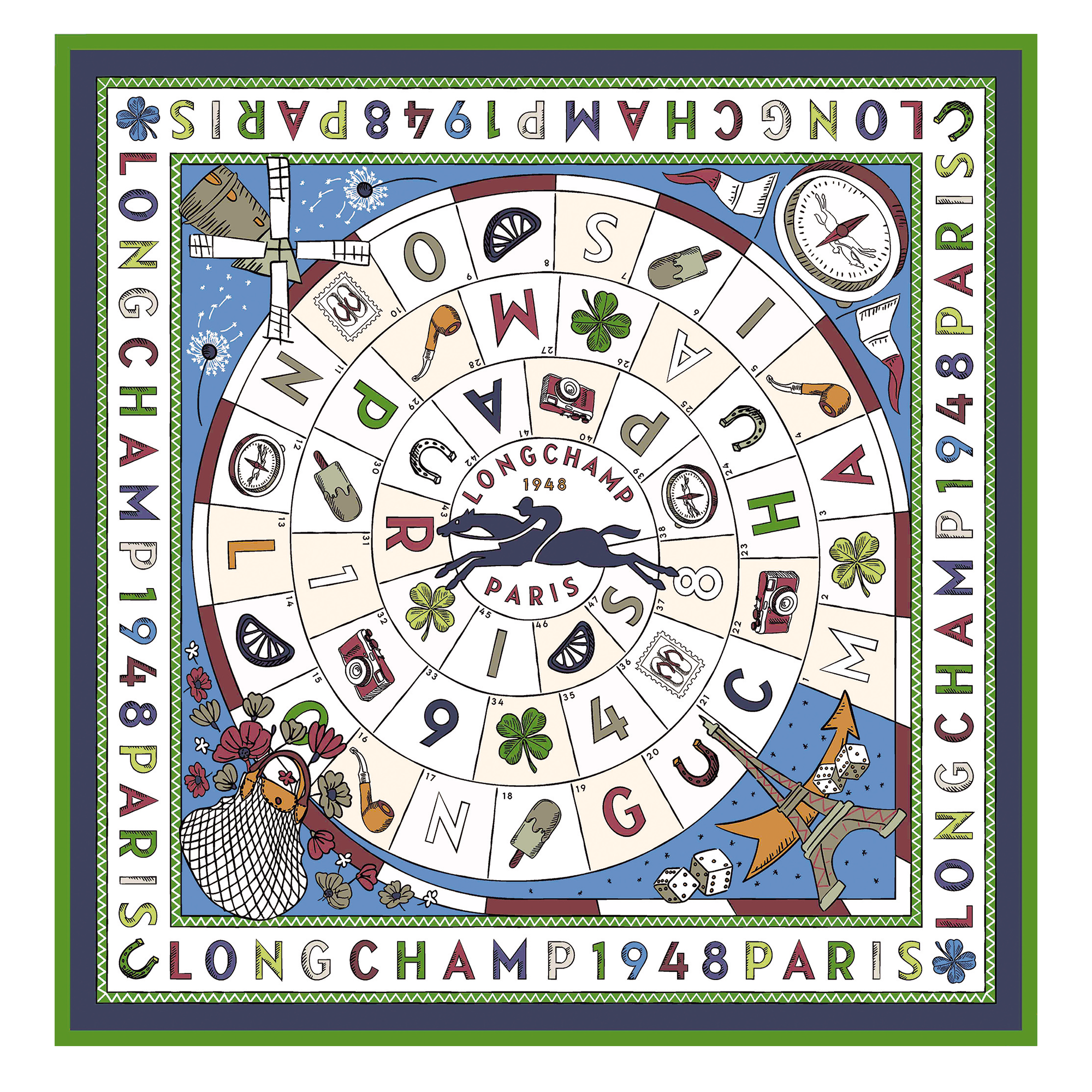 Le Jeu de Cheval 絲質圍巾 90, Bright Blue