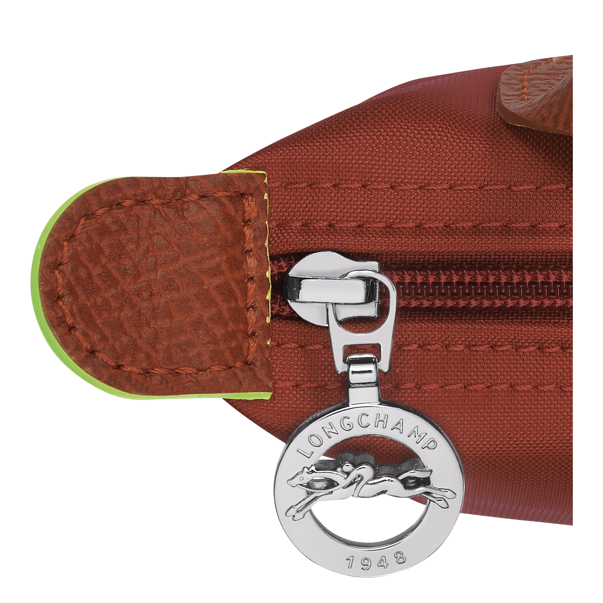 Pouch with handle, Chestnut - View 6 of
        6 - zoom in Le Pliage Green Pouch with handle, Chestnut