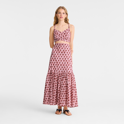 Langer Rock , Schleier mit Vichy-Print - Rouge