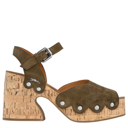 La Cigale Sandals , Olive - Leather