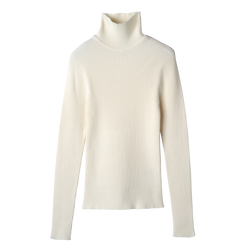 Camisola justa de gola alta , Malha - Cru