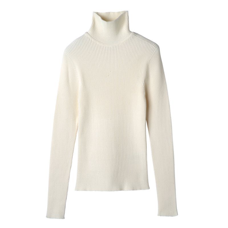 High collar fitted jumper , Ecru - Knit  - View 1 of  5