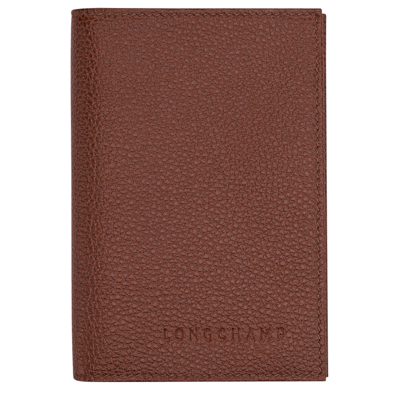 &Eacute;tui passeport Le Foulonn&eacute; , Cuir - Caf&eacute;  - Vue 1 de 3