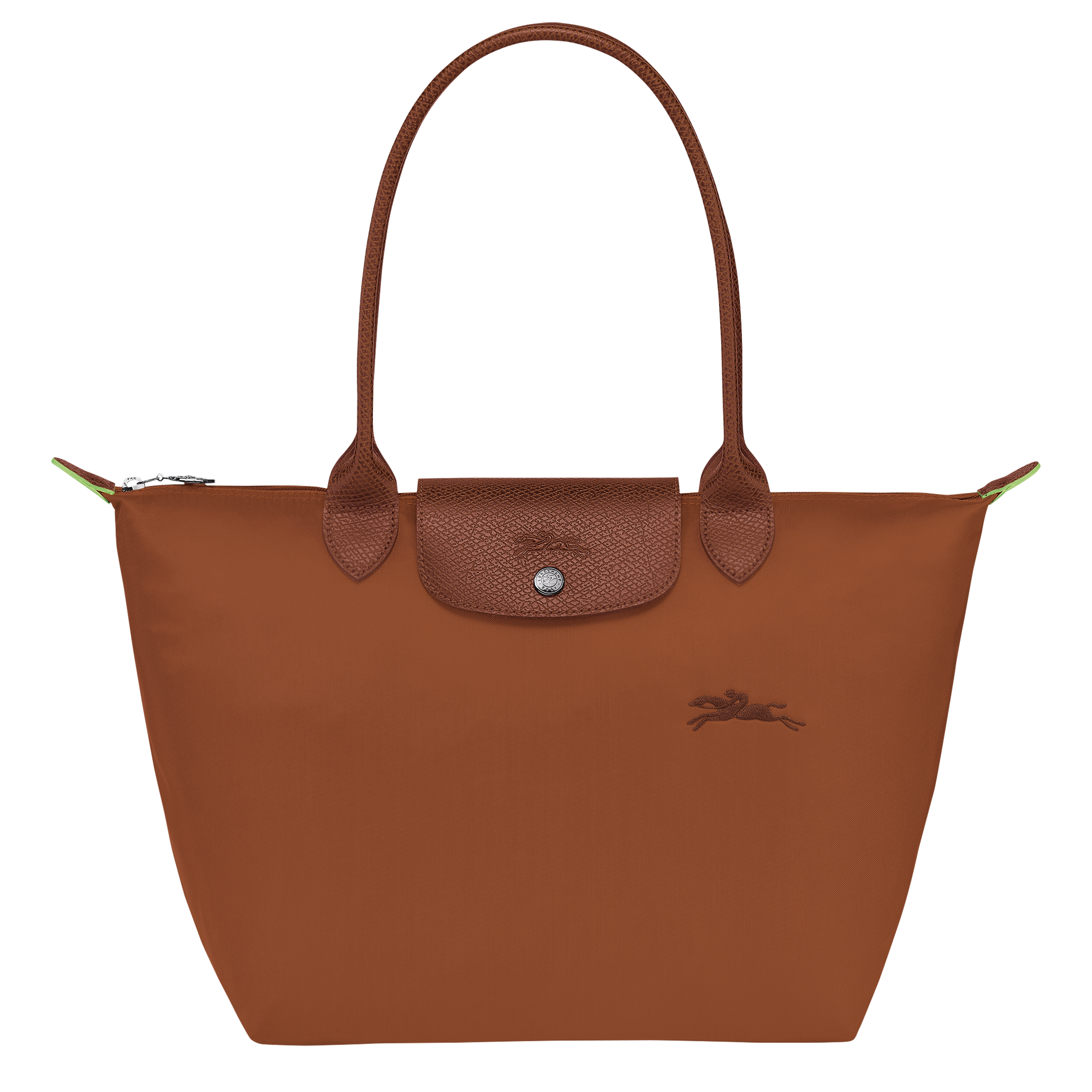 Le Pliage Green M Tote bag Cognac Recycled canvas Longchamp US