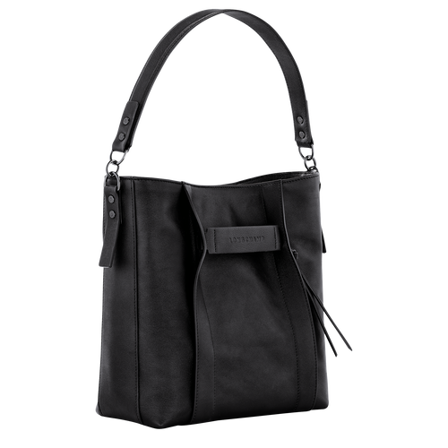 Sac porté épaule M Longchamp 3D , Cuir - Noir - Vue 3 de 6