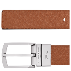 Le Foulonné Men's belt , Caramel/Black - Leather