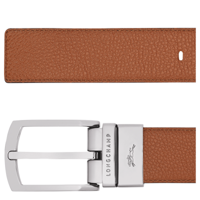 Le Foulonné Men's belt, Caramel/Black