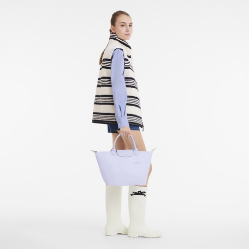 Le Pliage Green M Handbag , Sky Blue - Recycled canvas - View 2 of  6