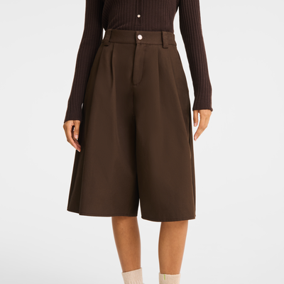 Shorts , Mocha - Double-face gabardine