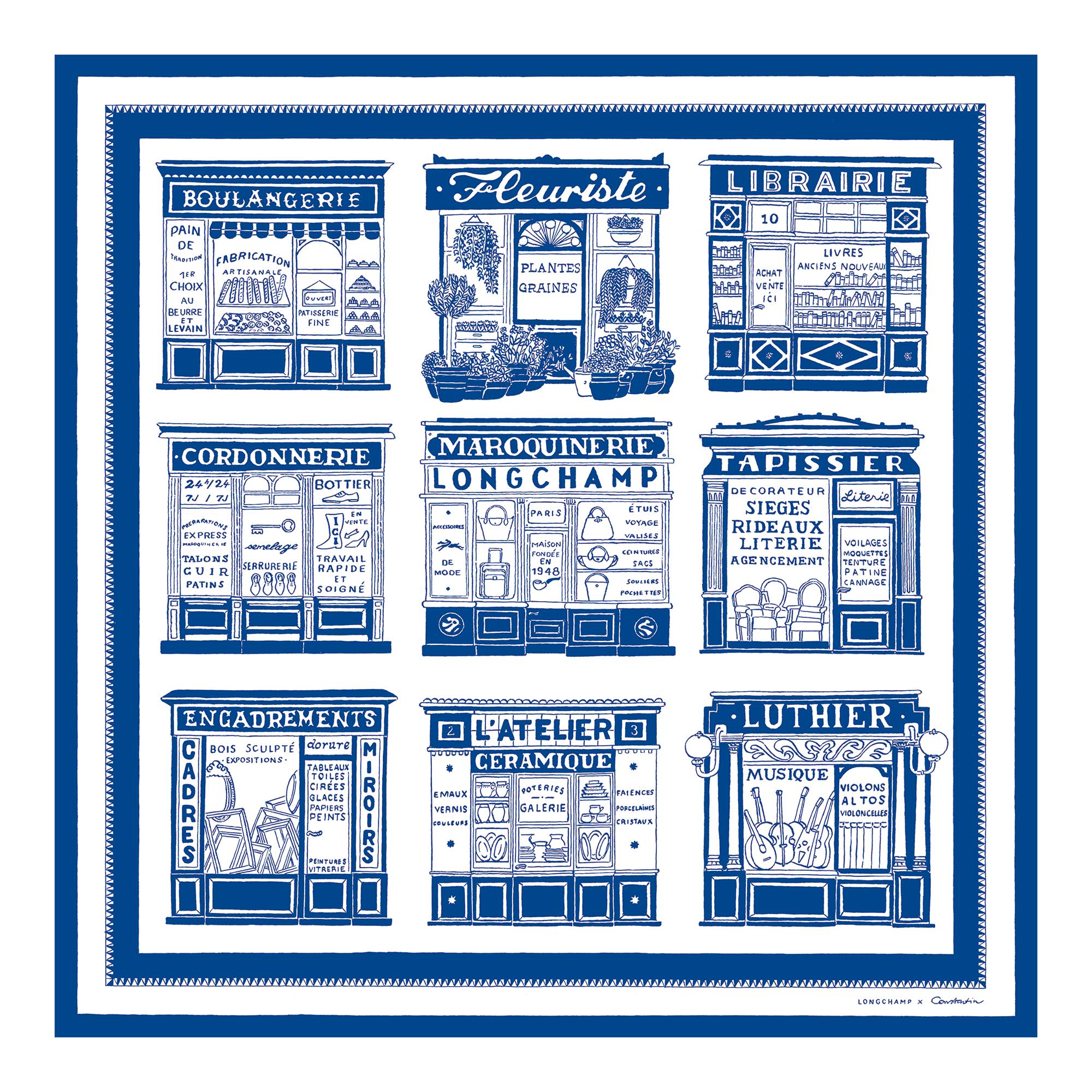 Silk scarf 70, Cobalt - View 1 of
2 - zoom in Les Artisans de Paris Silk scarf 70, Cobalt