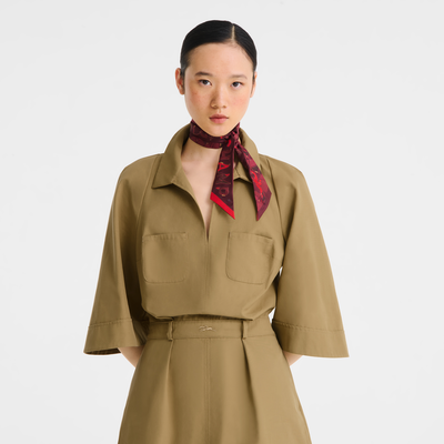 Longchamp 駿馬奔騰 束髮帶 , 酒紅色 - 真絲