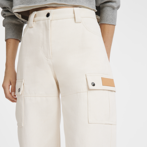 Pantalones , Gabardina de algodón - Crudo - Vista 3 de 4