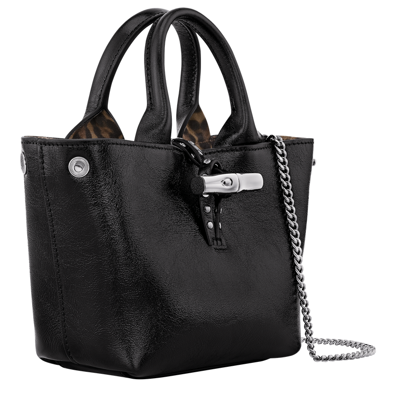 Le Roseau Tas met handgreep aan de bovenkant XS , Zwart - Leder  - Weergave 3 van  6