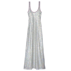 Langes Kleid , Paillette - Silber