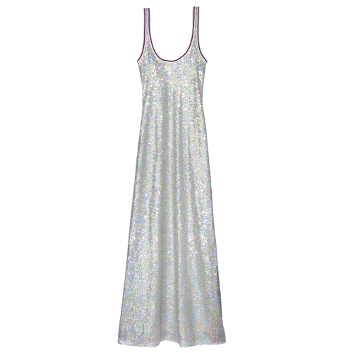 Langes Kleid , Paillette - Silber - Ansicht 1 von 4