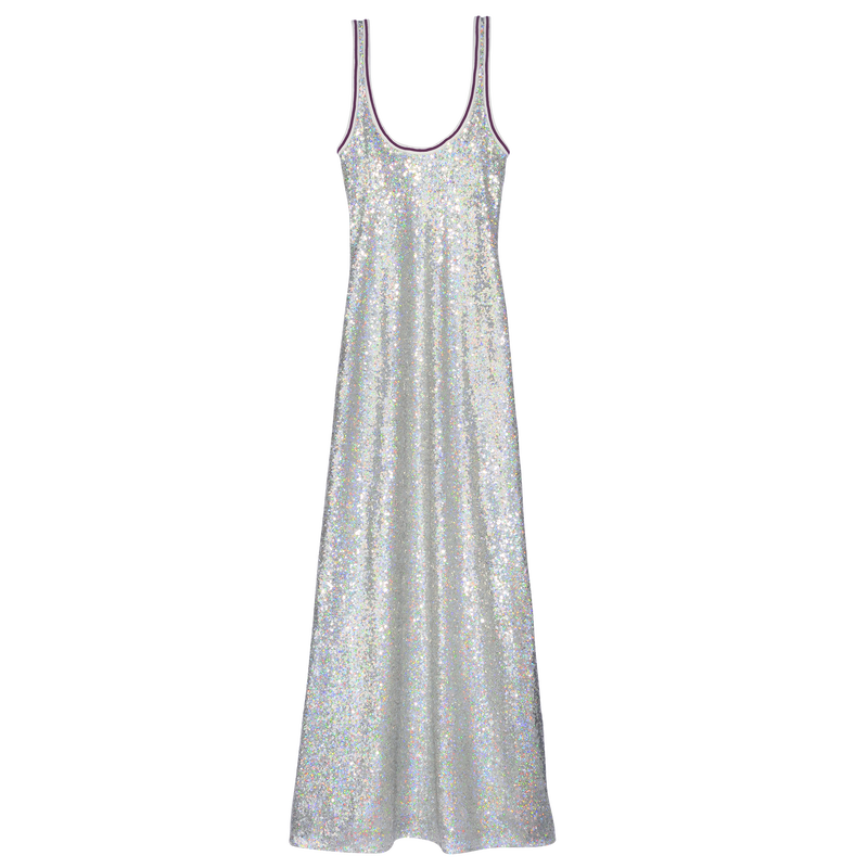 Langes Kleid , Paillette - Silber  - Ansicht 1 von 4