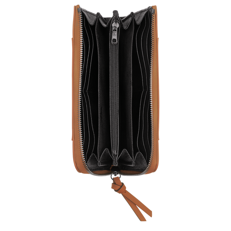 Portefeuille zipp&eacute; Longchamp 3D , Cuir - Naturel  - Vue 2 de 2