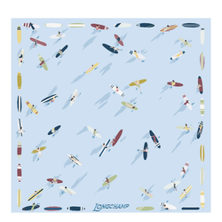 En Attendant la Vague Silk scarf 50 , Sky Blue - Silk