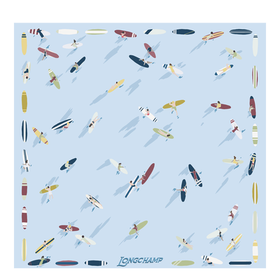 En Attendant la Vague Silk scarf 50 , Sky Blue - Silk