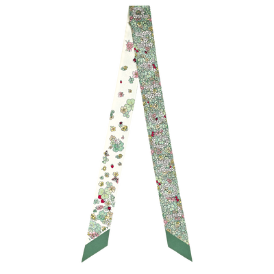 Bandeau Frise Fleurie , Soie - Vert