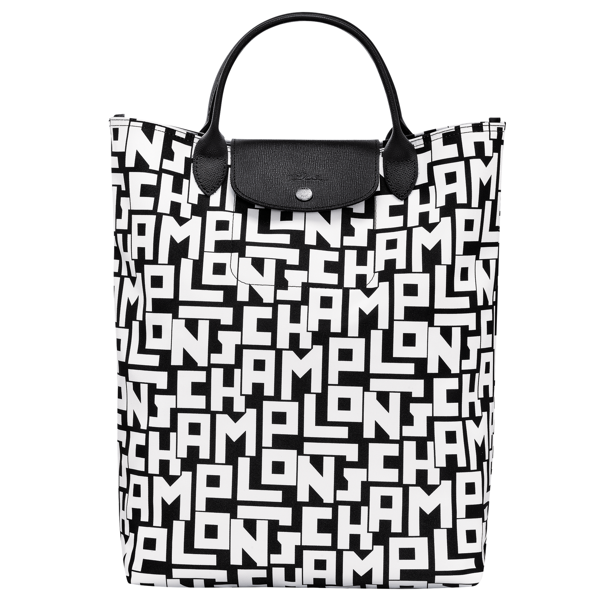 Longchamp Black Coated Canvas and Leather Le Pliage Tote Longchamp