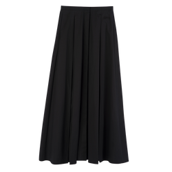 Midi skirt , Black - Cotton poplin