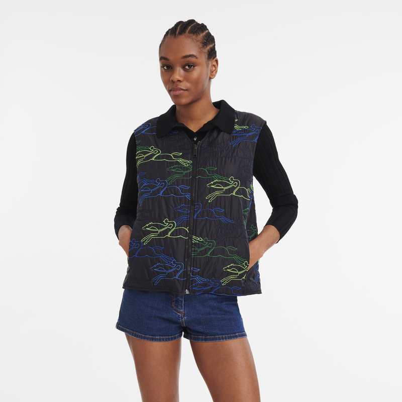 Sleeveless cardigan Black Embroidered 60969CHB0011TL