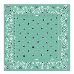 French Bandana Silk scarf 50 , Mint - Silk