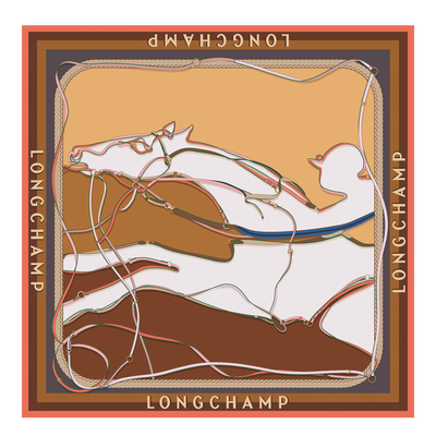Seidenschal 90 A Toute Allure , Seide - Cognac