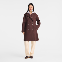 Trench coat , Mocha - Water-repellent technical canvas