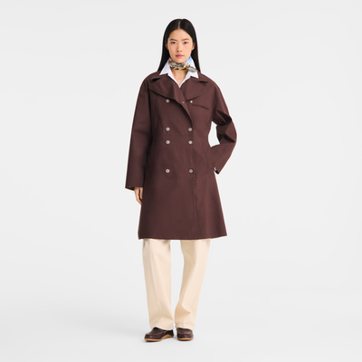 Trench coat , Mocha - Water-repellent technical canvas