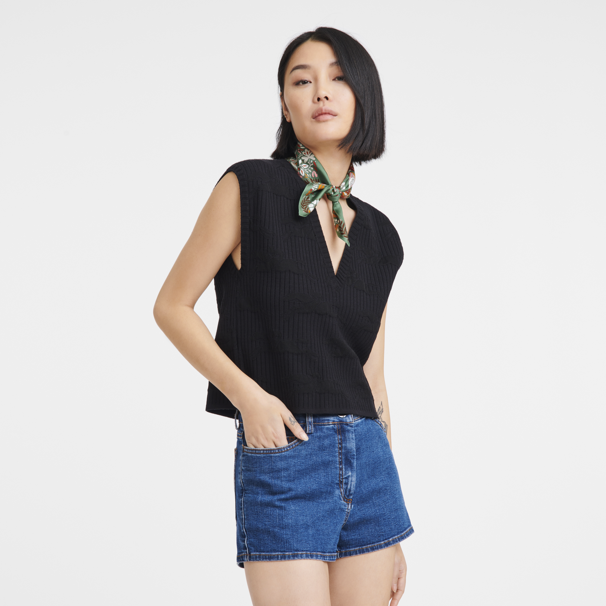 Silk scarf 50, Sage - View 2 of
        2 - zoom in Forêt Longchamp Silk scarf 50, Sage