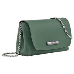 Roseau Clutch , Sage - Leather