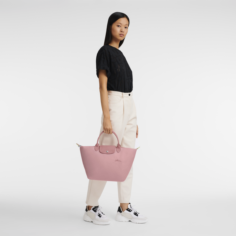 Le Pliage Green M Handbag , Petal Pink - Recycled canvas  - View 2 of 6
