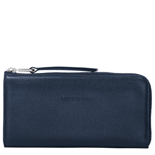 Le Foulonné Long wallet with zip around, Navy