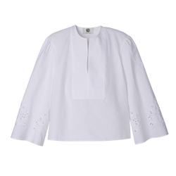 Blouse , White - Poplin embroidered