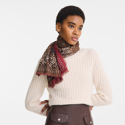 French Bandana ストール , ポムグラネート / チョコレート - ウール混紡