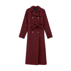 Trench coat , Burgundy - Water-repellent technical canvas