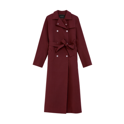 Trench coat , Burgundy - Water-repellent technical canvas