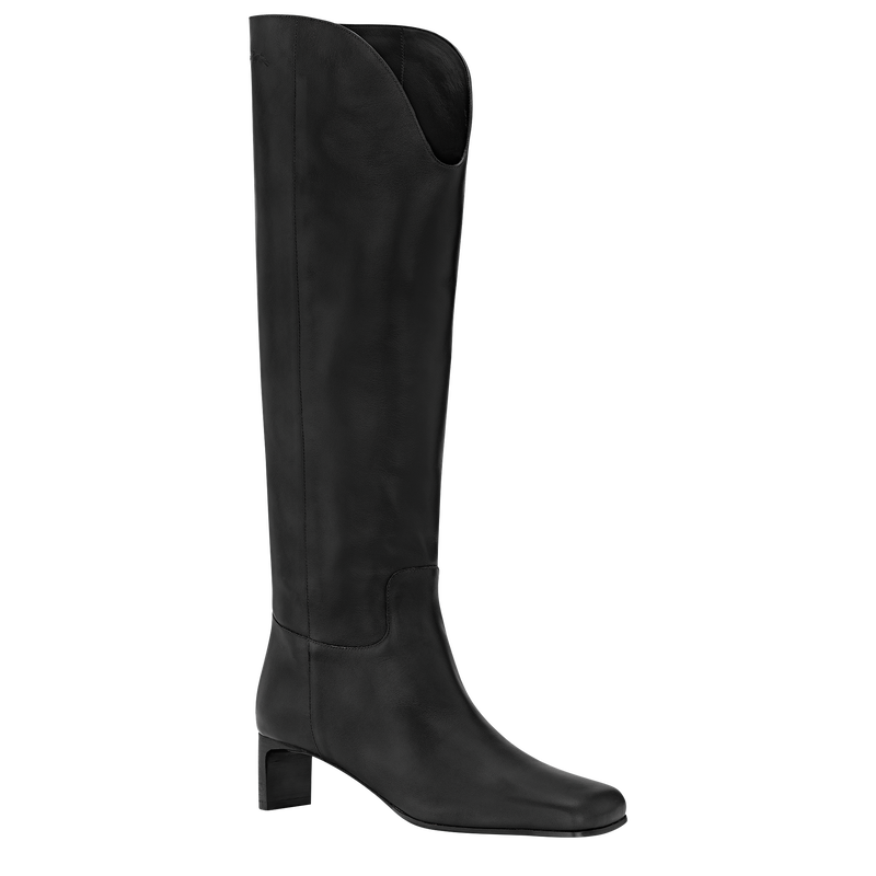 Bottes à talon La Cavalière , Cuir - Noir  - Vue 2 de 4